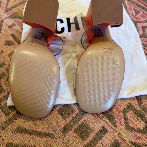 Schutz “Victorie” High Block Heel Mule Sandals – Orange – Size 7.5 - Picture 7 of 9